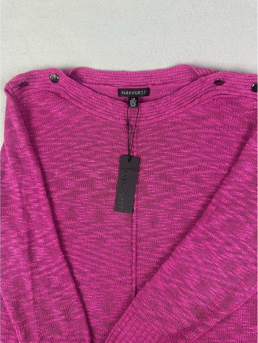 Parkhurst Pink Knit Sweater Tunic with Button Shoulder Detail Size L G